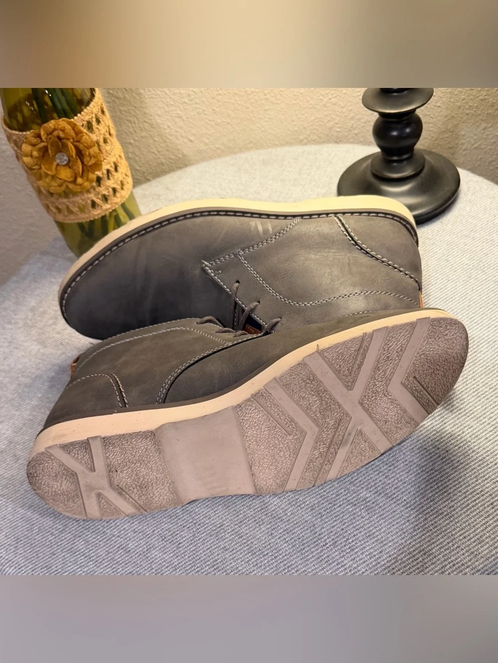 Sonoma Gray Suede Chukka Boots with Tan Accents